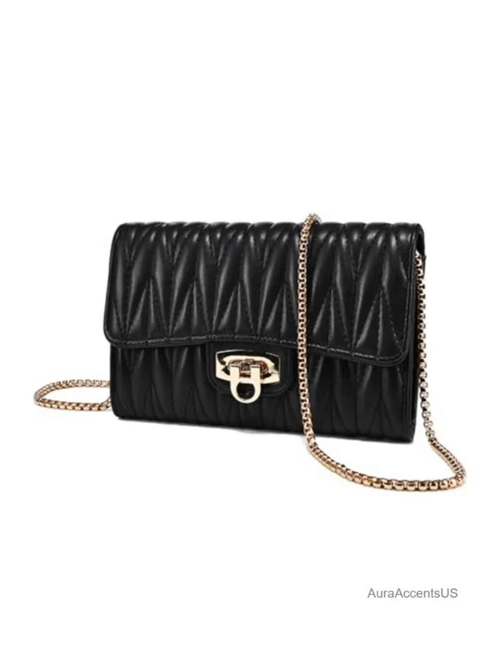 Quilted Leather Crossbody Bag - Compact Convertible Phone Bag for Work & Travel